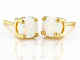 Multi Color Lab Created Opal 18k Yellow Gold Over Sterling Silver Childrens Stud Earrings 0.15ctw