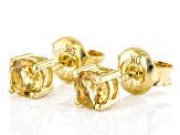 Yellow Citrine 18k Yellow Gold Over Sterling Silver Childrens Stud Earrings 0.40ctw