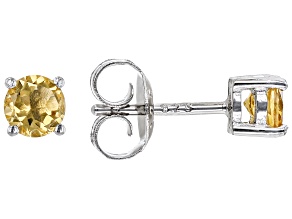Yellow Citrine Rhodium Over Sterling Silver Children's Stud Earrings 0.50ctw