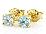 Sky Blue Topaz 18k Yellow Gold Over Sterling Silver Childrens Stud Earrings 0.62ctw