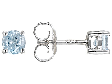 Sky Blue Topaz Rhodium Over Sterling Silver Childrens Stud Earrings 0.48ctw
