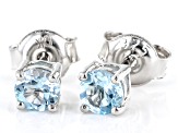Sky Blue Topaz Rhodium Over Sterling Silver Childrens Stud Earrings 0.48ctw