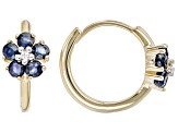 Blue Sapphire 10k Yellow Gold Children's Flower Hoop Earrings 0.44ctw