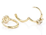 White Topaz 10k Yellow Gold Children's Flower Hoop Earrings 0.35ctw