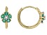 Green Sakota Emerald 10k Yellow Gold Childrens Flower Hoop Earrings 0.29ctw