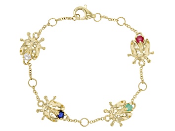 Picture of Multi Gem 10k Yellow Gold Lady Bug Childrens Bracelet 0.31ctw