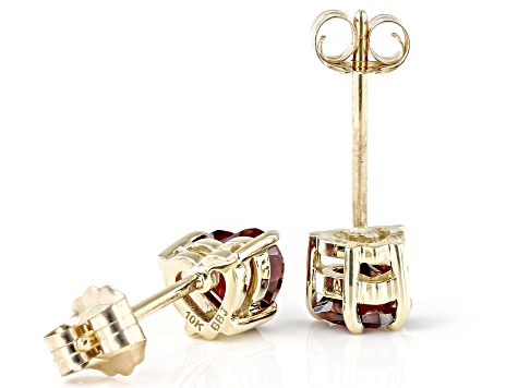 Red Garnet 10K Yellow Gold Childrens Heart Stud Earrings 0.90ctw