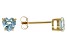 Blue Aquamarine 10K Yellow Gold Childrens Heart Stud Earrings 0.77ctw