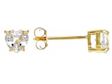 White Topaz 10K Yellow Gold Childrens Heart Stud Earrings 0.94ctw