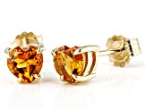 Orange Madeira Citrine 10K Yellow Gold Childrens Heart Stud Earrings 0.68ctw