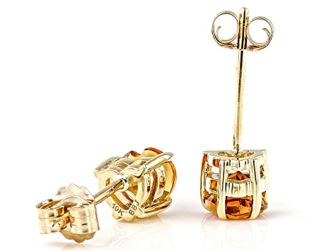 Orange Madeira Citrine 10K Yellow Gold Childrens Heart Stud Earrings 0.68ctw