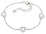 White Topaz Rhodium Over Sterling Silver Heart Childrens Bracelet 1.40ctw