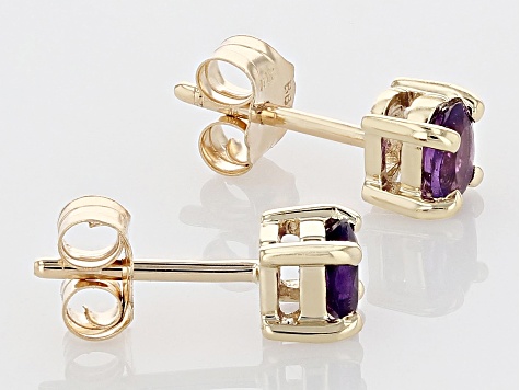 Purple Amethyst 10k Yellow Gold Children's Stud Earrings 0.26ctw