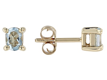 Picture of Blue Aquamarine 10k Yellow Gold Children's Stud Earrings 0.26ctw