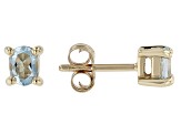 Blue Aquamarine 10k Yellow Gold Children's Stud Earrings 0.26ctw