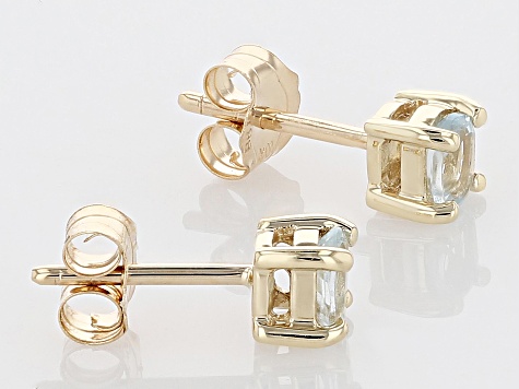 Blue Aquamarine 10k Yellow Gold Children's Stud Earrings 0.26ctw