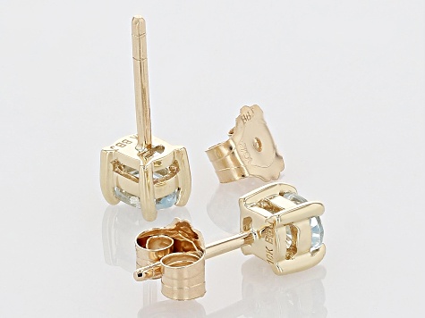 Blue Aquamarine 10k Yellow Gold Children's Stud Earrings 0.26ctw