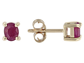 Picture of Red Ruby 10k Yellow Gold Children's Stud Earrings 0.40ctw