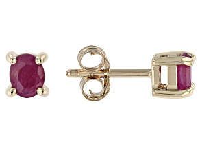 Red Ruby 10k Yellow Gold Children's Stud Earrings 0.40ctw