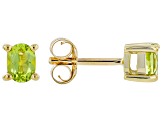 Green Manchurian Peridot(TM) 10k Yellow Gold Children's Stud Earrings 0.32ctw