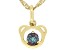 Blue Lab Created Alexandrite 18k Yellow Gold Over Silver Childrens Teddy Bear Pendant Chain 0.30ct