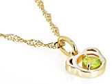 Green Peridot 18k Yellow Gold Over Silver Childrens Teddy Bear Pendant With Chain .26ct