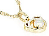 White Ethiopian Opal 18k Yellow Gold Over Sterling Silver Teddy Bear Childrens Pendant With Chain