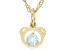 Sky Blue Topaz 18k Yellow Gold Over  Silver Teddy Bear Childrens Pendant With Chain .26ct