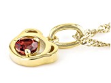 Red Garnet 18k Yellow Gold Over Sterling Silver Teddy Bear Pendant With Chain .28ct