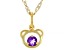 Purple African Amethyst 18k Yellow Gold Over Sterling Silver Teddy Bear Pendant With Chain .20ct