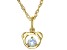 Blue Aquamarine 18k Yellow Gold Over Sterling Silver Teddy Bear Pendant With Chain .20ct
