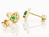 Green Lab Emerald 18k Yellow Gold Over Silver Childrens Teddy Bear Stud Earrings 0.37ctw