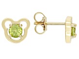 Green Peridot 18k Yellow Gold Over Silver Childrens Teddy Bear Stud Earrings .52ctw