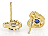 Blue Lab Created Sapphire 18k Yellow Gold Over Silver Childrens Teddy Bear Stud Earrings .52ctw