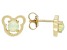 White Ethiopian Opal 18k Yellow Gold Over Silver Childrens Teddy Bear Stud Earrings .30ctw