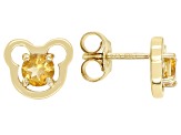 Yellow Citrine 18k Yellow Gold Over Silver Childrens Teddy Bear Stud Earrings .42ctw