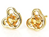Yellow Citrine 18k Yellow Gold Over Silver Childrens Teddy Bear Stud Earrings .42ctw