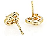 Yellow Citrine 18k Yellow Gold Over Silver Childrens Teddy Bear Stud Earrings .42ctw