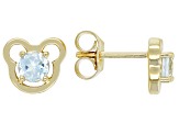 Sky Blue Topaz 18k Yellow Gold Over Silver Childrens Teddy Bear Stud Earrings .52ctw