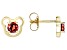 Red Garnet 18k Yellow Gold Over Silver Children's Teddy Bear Stud Earrings .51ctw