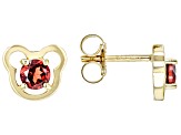 Red Garnet 18k Yellow Gold Over Silver Children's Teddy Bear Stud Earrings .51ctw