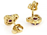 Purple African Amethyst 18k Yellow Gold Over Silver Children's Teddy Bear Stud Earrings .39ctw