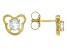 Blue Aquamarine 18k Yellow Gold Over Sterling Silver Children's Teddy Bear Stud Earrings .37ctw