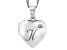 White Zircon Rhodium Over Silver "H" Initial Children's Heart Locket Pendant With Chain 0.02ctw