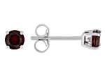 Red Garnet Rhodium Over 10k White Gold Childrens Stud Earring 0.60ctw