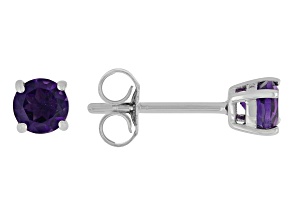 Purple Amethyst Rhodium Over 10k White Gold Children's Stud Earring 0.43ctw