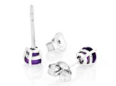 Purple Amethyst Rhodium Over 10k White Gold Childrens Stud Earring 0.43ctw