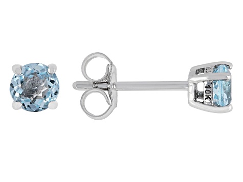 Sky Blue Topaz Rhodium Over 10k White Gold Childrens Stud Earring 0.61ctw