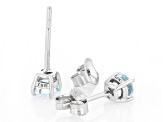 Sky Blue Topaz Rhodium Over 10k White Gold Childrens Stud Earring 0.61ctw