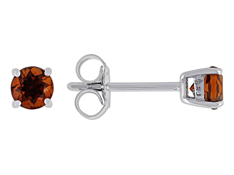 Orange Madeira Citrine Rhodium Over 10k White Gold Childrens Stud Earring 0.43ctw